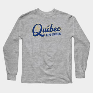 Quebec Je me souviens Canada Classic Athletic Script Blue Long Sleeve T-Shirt